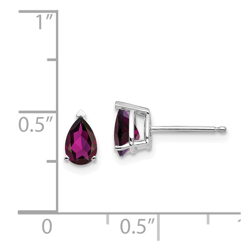 14K Weißgold Ohrringe mit birnenförmigem Rhodolith-Granat, 6x4mm