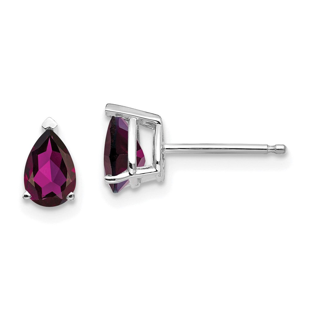14K Weißgold Ohrringe mit birnenförmigem Rhodolith-Granat, 6x4mm
