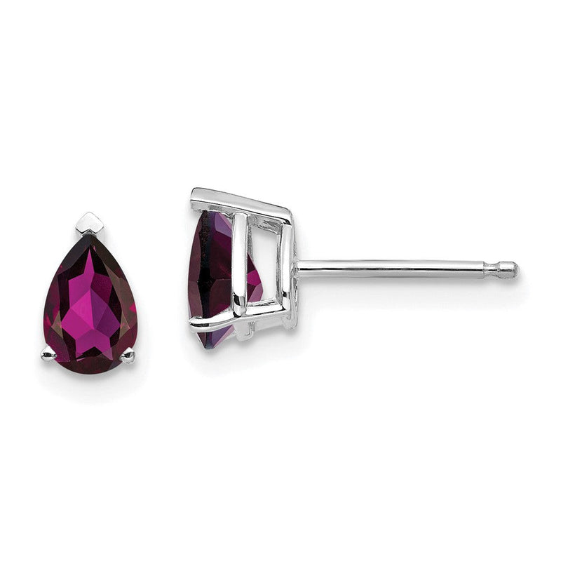 14K Weißgold Ohrringe mit birnenförmigem Rhodolith-Granat, 6x4mm