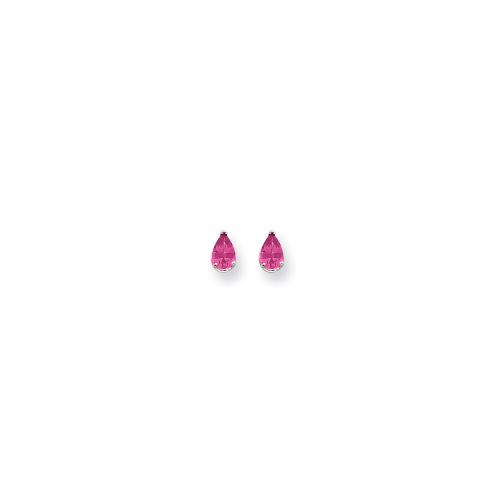 14K Weißgold Ohrringe mit birnenförmigem rosa Saphir, 6x4 mm