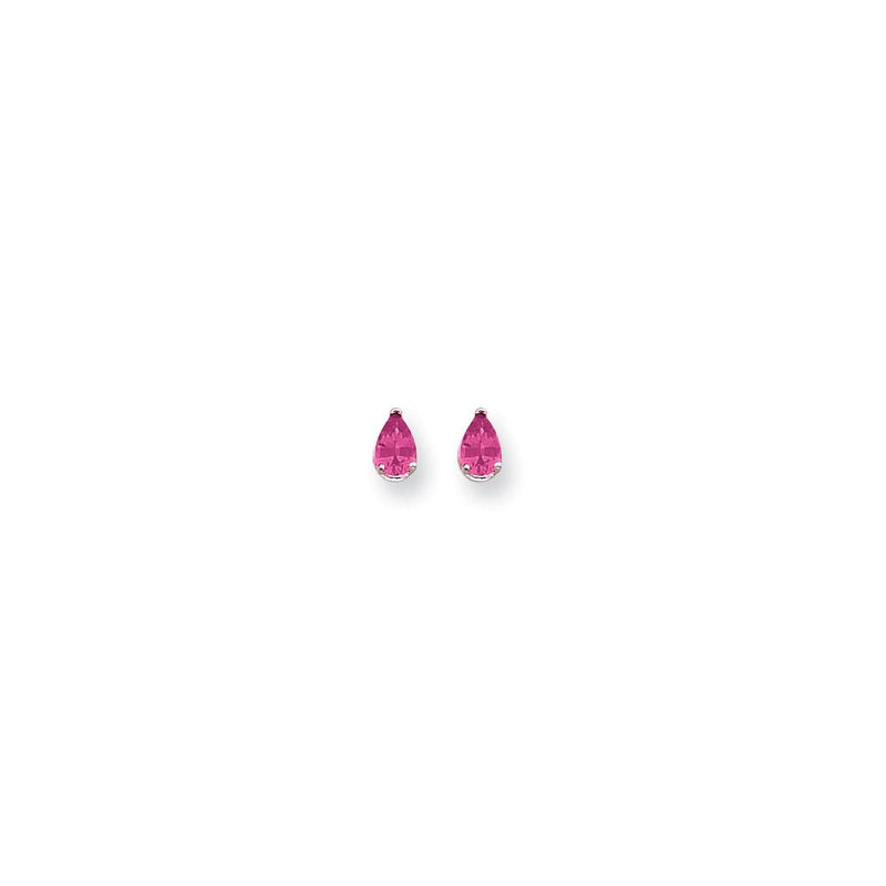 14K Weißgold Ohrringe mit birnenförmigem rosa Saphir, 6x4 mm