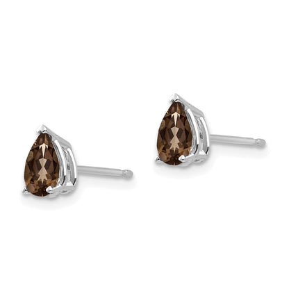 14K Weißgold Ohrringe mit birnenförmigem rauchgelbem Quarz (6 x 4 mm)