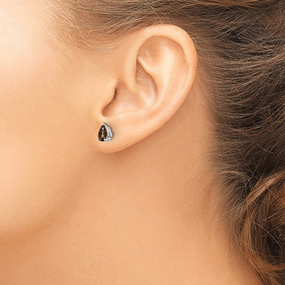 14K Weißgold Ohrringe mit birnenförmigem rauchgelbem Quarz (6 x 4 mm)