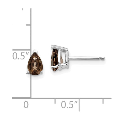 14K Weißgold Ohrringe mit birnenförmigem rauchgelbem Quarz (6 x 4 mm)