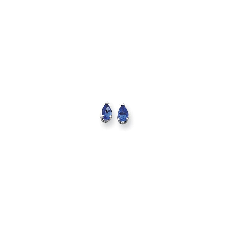 14K Weißgold Ohrringe mit 6x4 mm Birnenschliff-Saphir