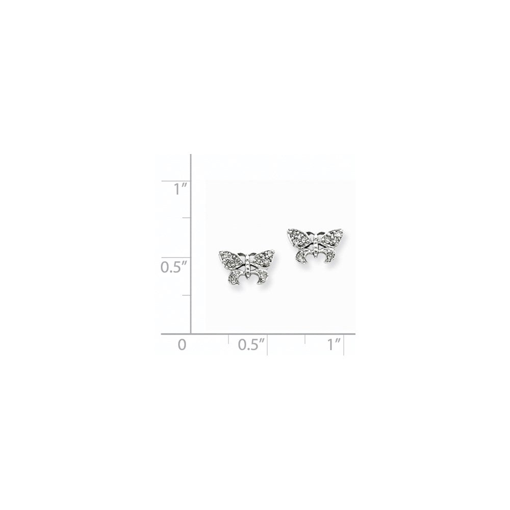 14K Weißgold Ohrstecker Schmetterling mit echten Diamanten