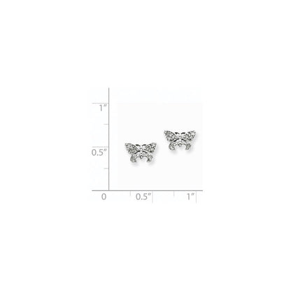 14K Weißgold Ohrstecker Schmetterling mit echten Diamanten