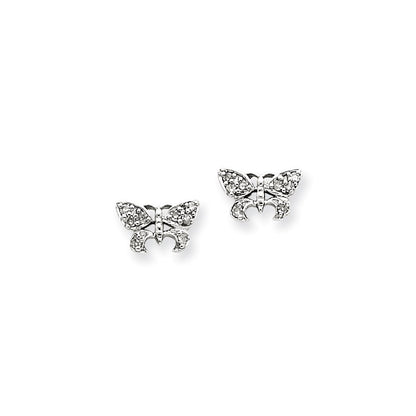 14K Weißgold Ohrstecker Schmetterling mit echten Diamanten