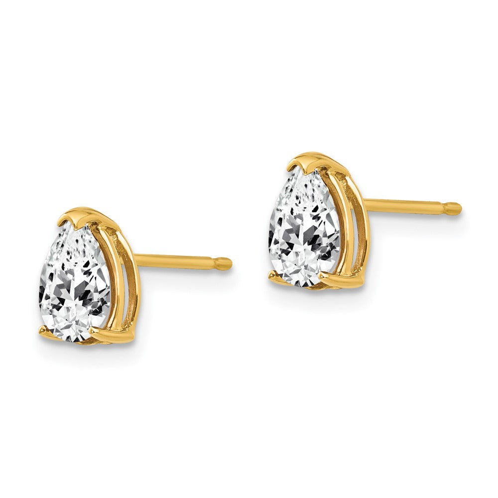 14K Gelbgold Ohrringe mit birnenförmigem Zirkonia, 7 x 5 mm