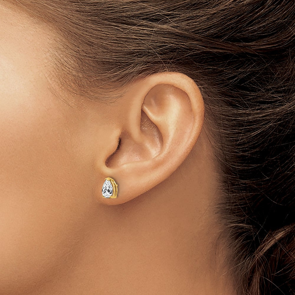 14K Gelbgold Ohrringe mit birnenförmigem Zirkonia, 7 x 5 mm