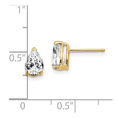 14K Gelbgold Ohrringe mit birnenförmigem Zirkonia, 7 x 5 mm