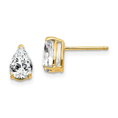 14K Gelbgold Ohrringe mit birnenförmigem Zirkonia, 7 x 5 mm