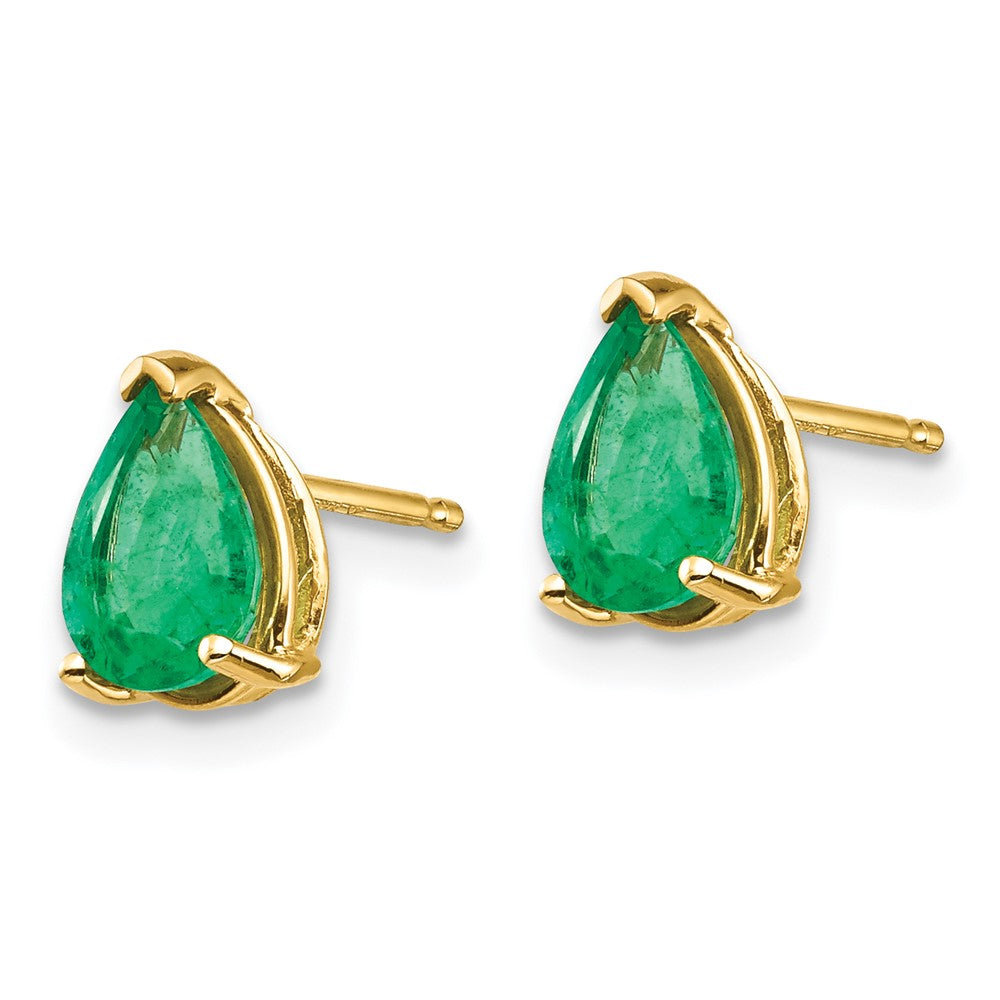 14K Gelbgold Ohrringe mit 7x5mm Smaragden im Birnenschliff