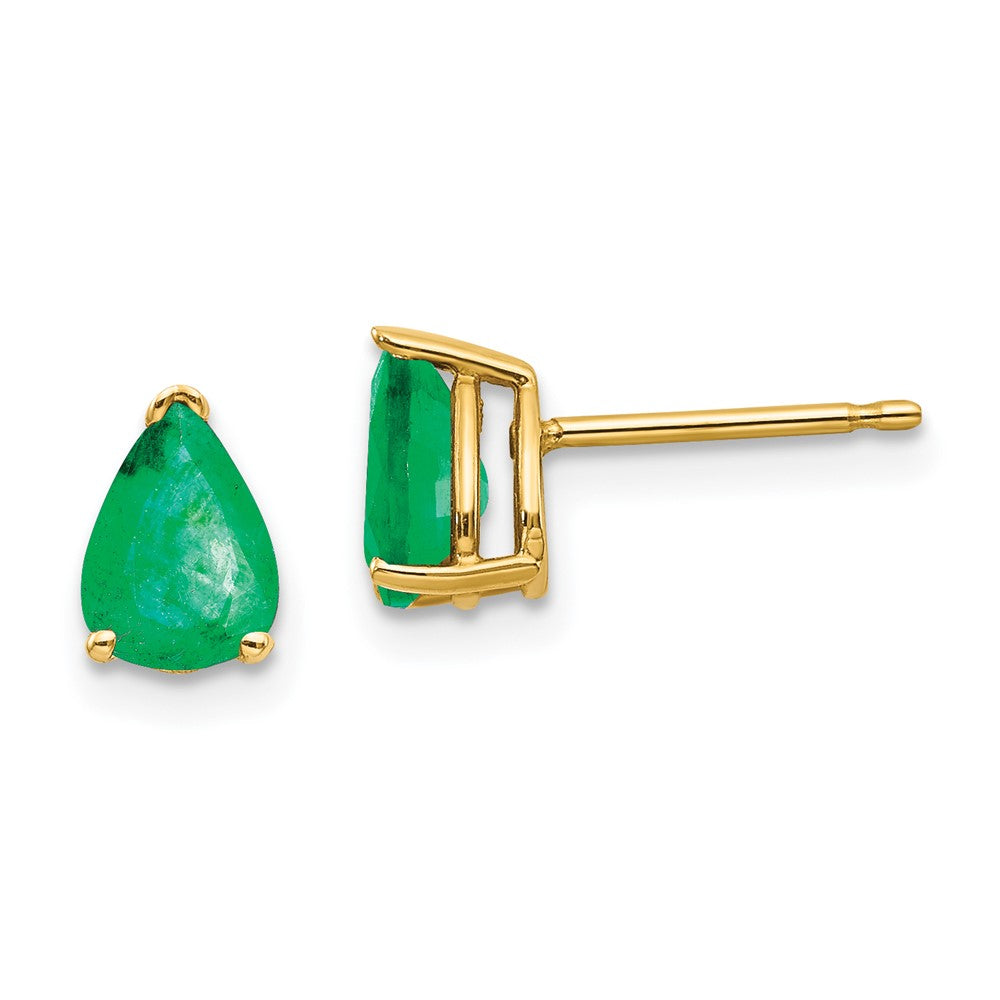 14K Gelbgold Smaragd-Ohrstecker