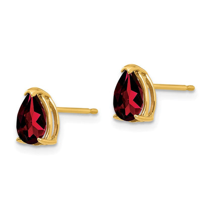 14K Gelbgold Ohrringe mit birnenförmigem Granat, 7x5 mm