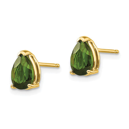 14K Gelbgold Grün Turmalin Ohrringe
