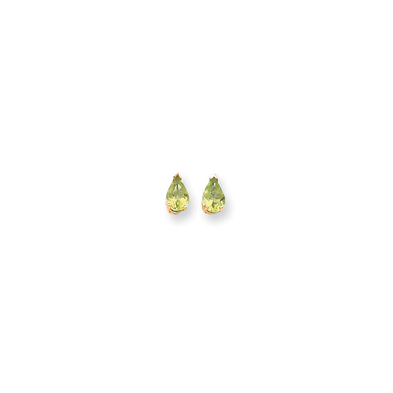 14K Gelbgold Ohrringe mit Peridot im Schachbrettschliff, birnenförmig, 7x5mm