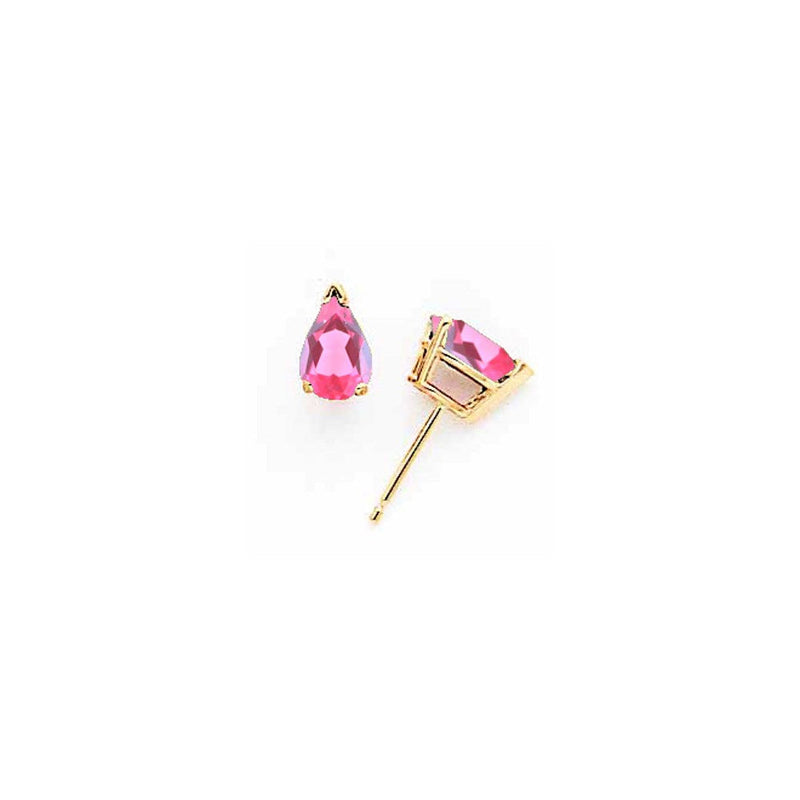 14K Gelbgold Ohrstecker mit birnenförmigem rosa Turmalin, 7x5mm
