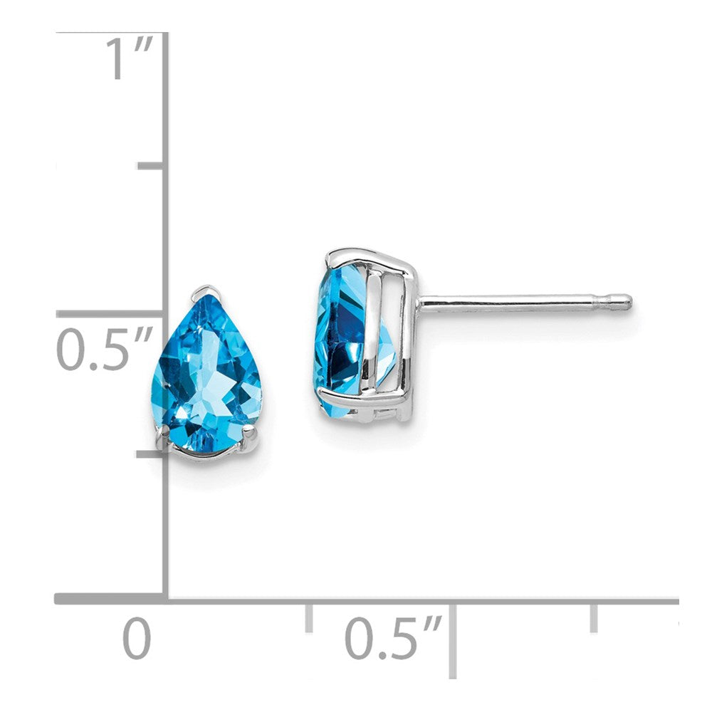 14K Weißgold Ohrringe mit 7x5 mm Blautopas im Birrschliff