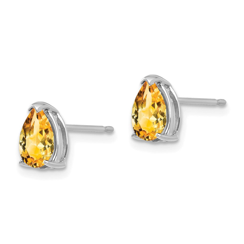 14K Weißgold Ohrringe mit birnenförmigem Citrin, 7x5mm
