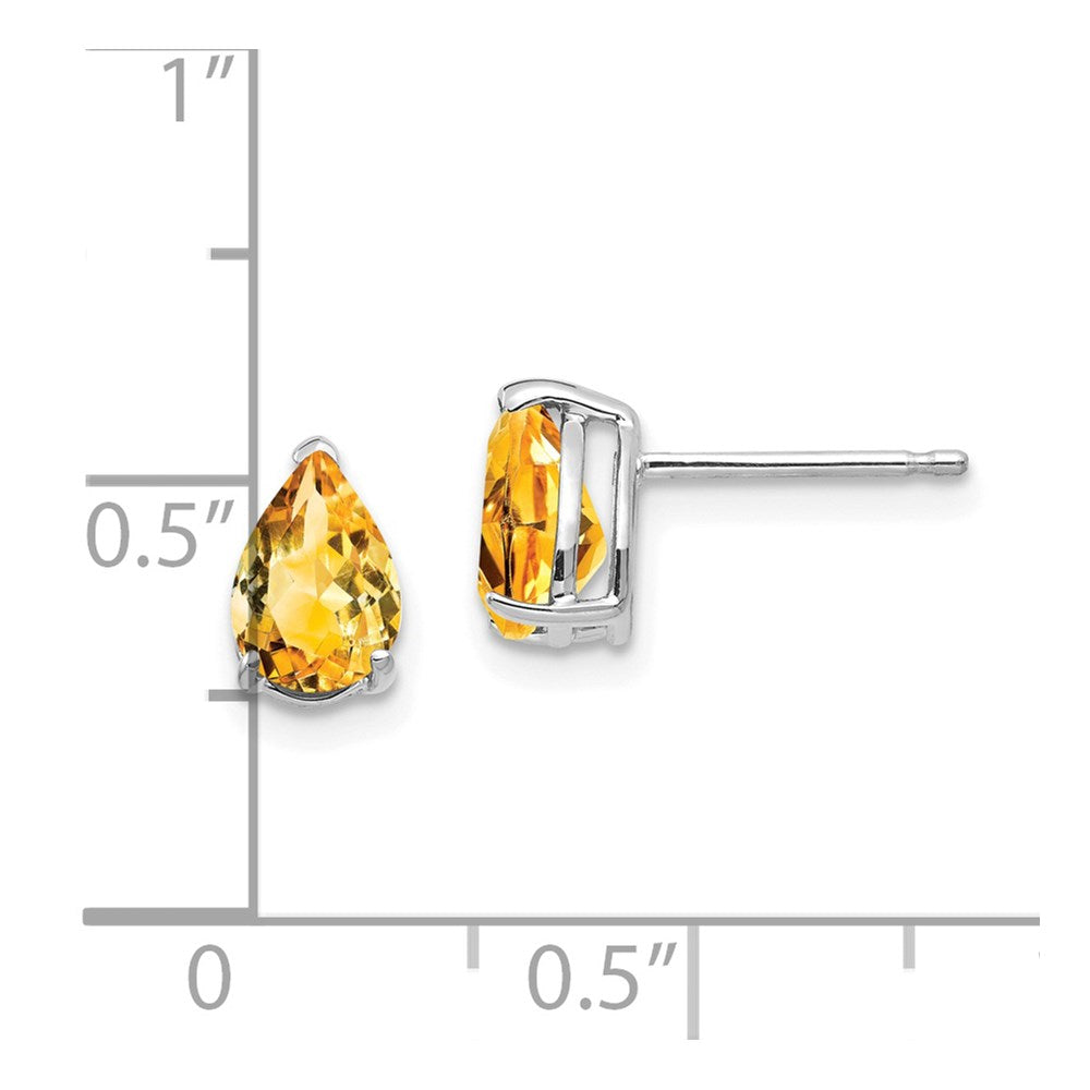 14K Weißgold Ohrringe mit birnenförmigem Citrin, 7x5mm