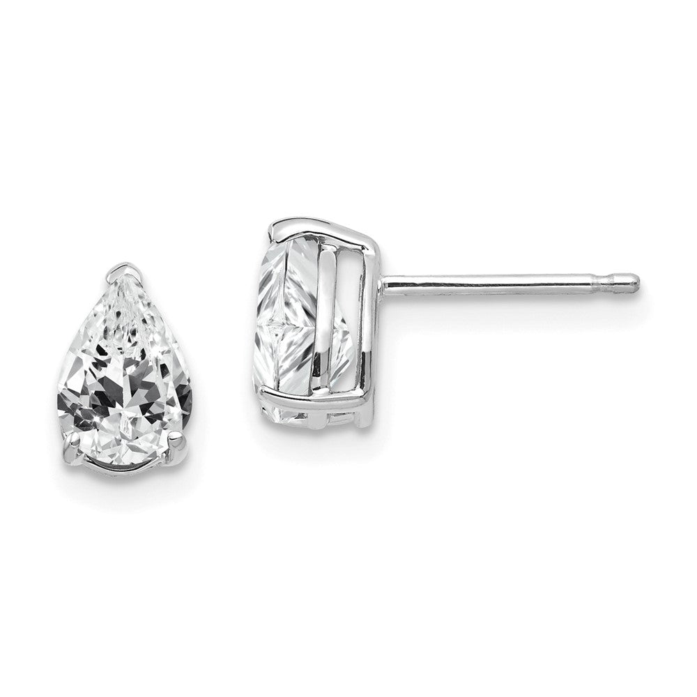 14K Weißgold Ohrringe mit birnenförmigem Zirkonia, 7x5mm