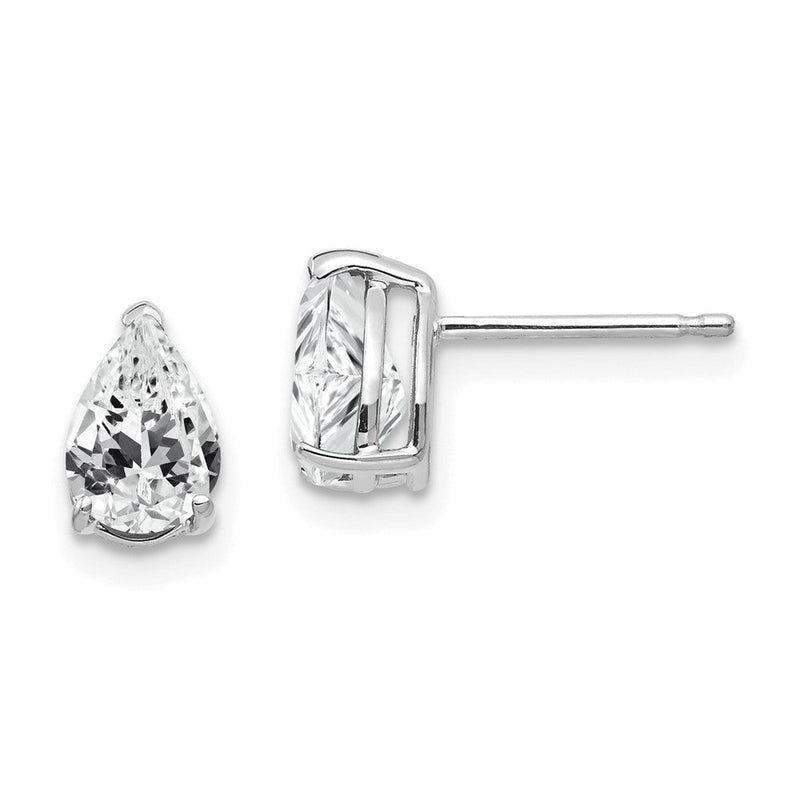 14K Weißgold Ohrringe mit birnenförmigem Zirkonia, 7x5mm