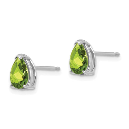 14K Weißgold Ohrstecker mit Peridot im Birnenschliff