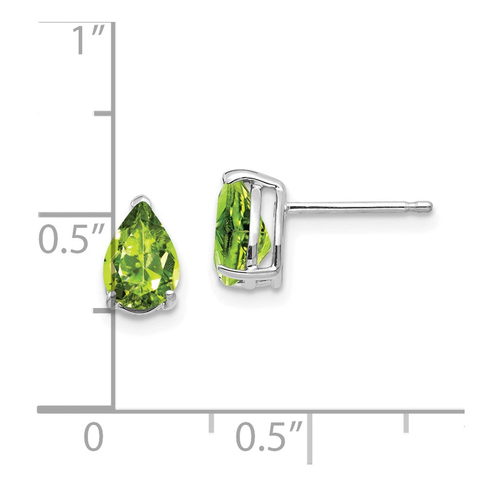 14K Weißgold Ohrstecker mit Peridot im Birnenschliff
