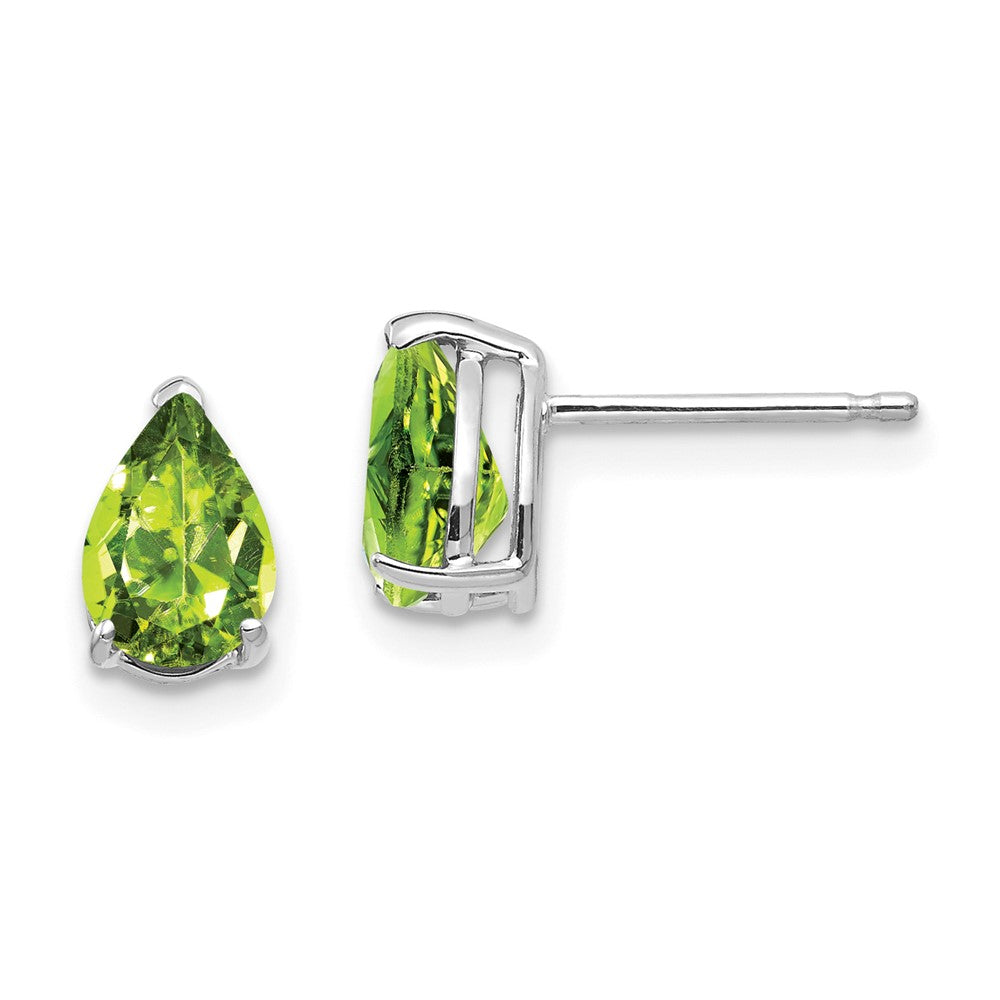 14K Weißgold Ohrstecker mit Peridot im Birnenschliff