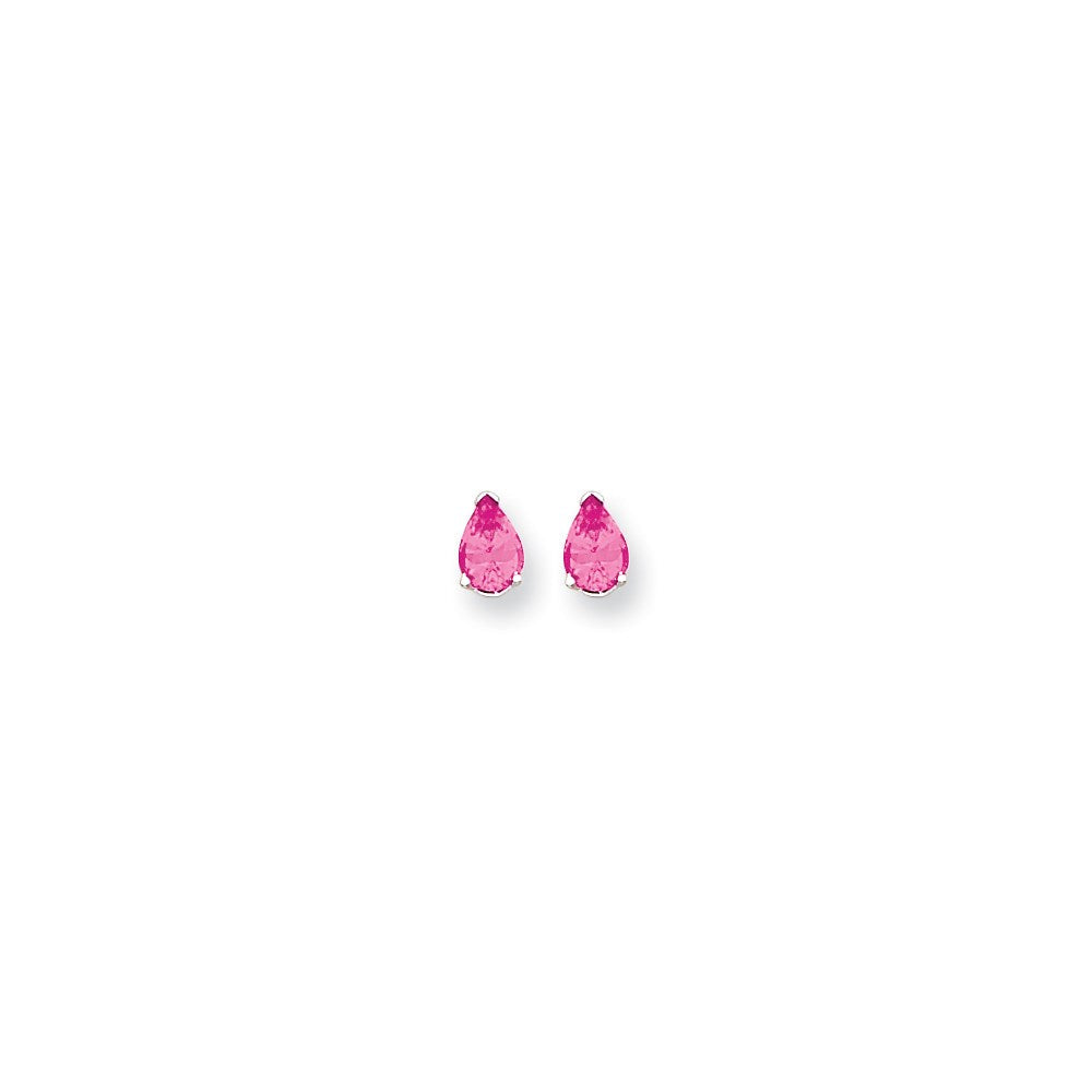 14K Weißgold Ohrringe mit birnenförmigem rosa Turmalin 7x5mm