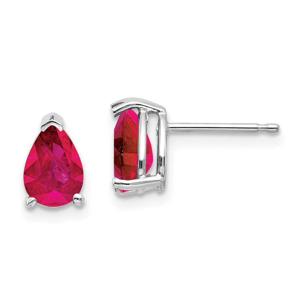 14K Weißgold Rubin-Ohrringe