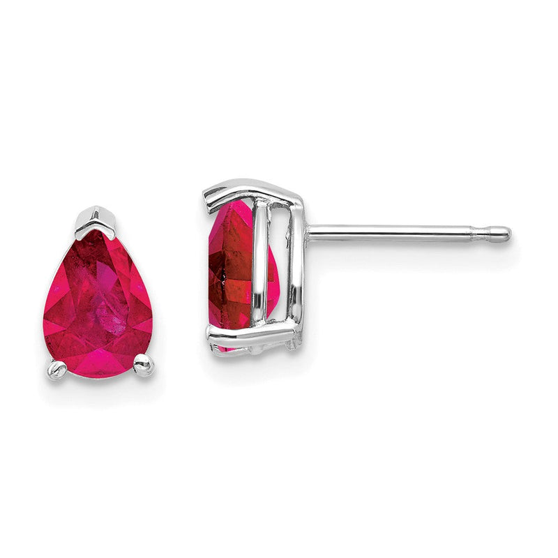 14K Weißgold Rubin-Ohrringe