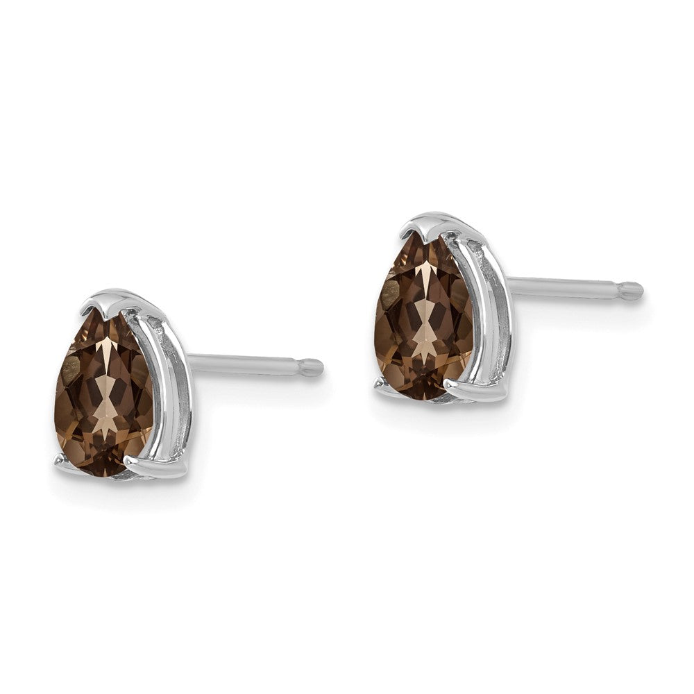 14K Weißgold 7x5 mm Tropfen-Rauchquarz-Ohrringe mit Gelbgold