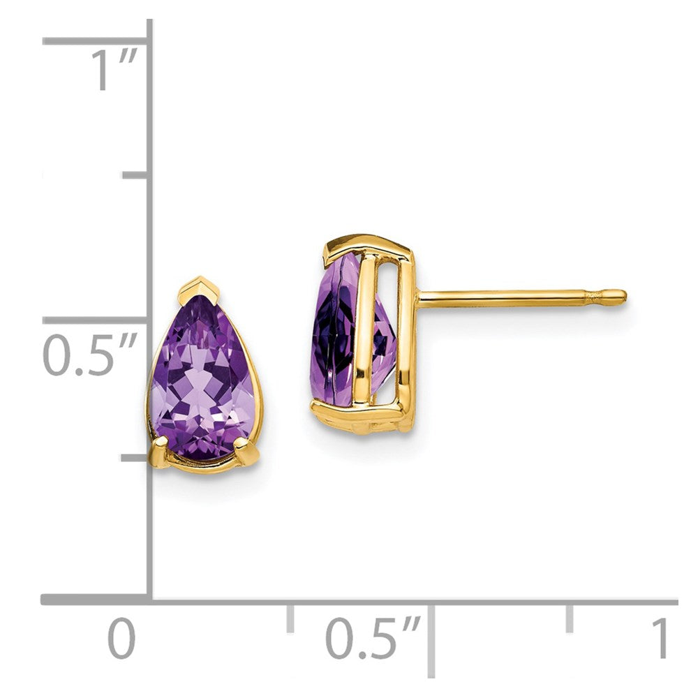 14K Gelbgold Ohrringe mit birnenförmigem Amethyst 8x5mm