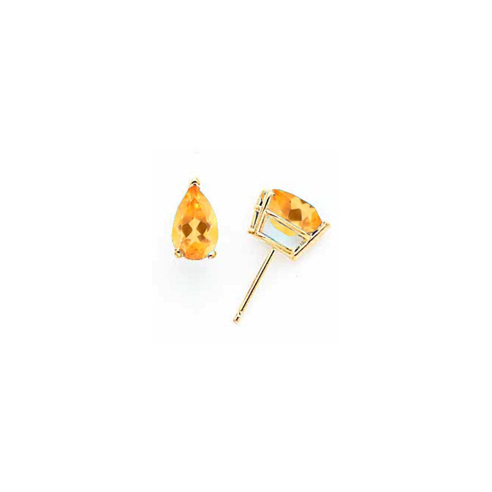 14K Gelbgold Ohrringe mit birnenförmigem Citrin, 8x5 mm