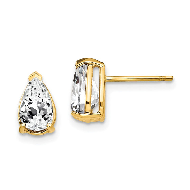 14K Gelbgold Ohrringe mit 8x5mm birnenförmigem Zirkonia