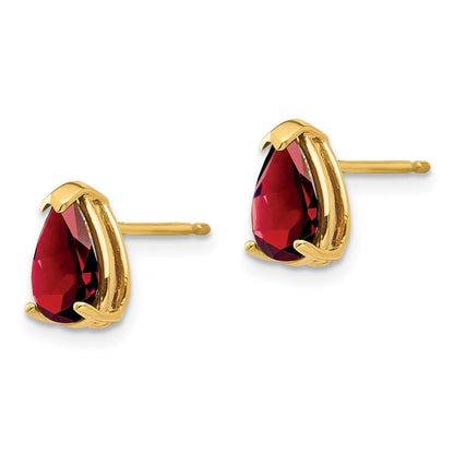 14K Gelbgold Ohrringe mit birnenförmigem Granat, 8x5 mm