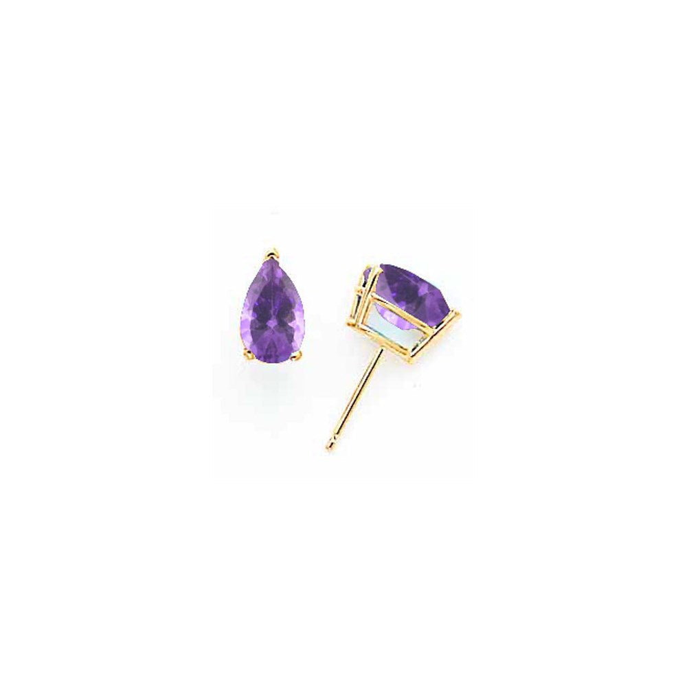 14K Gelbgold Ohrringe mit birnenförmigem Tsavorit, 8x5 mm