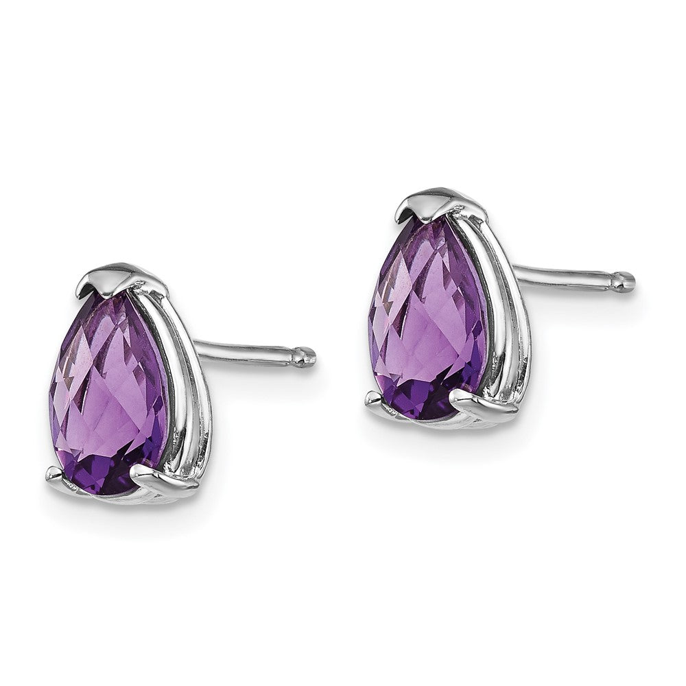 14K Weißgold Ohrringe mit Amethyst im Scherenschliff im Birnenschliff, 8x5 mm