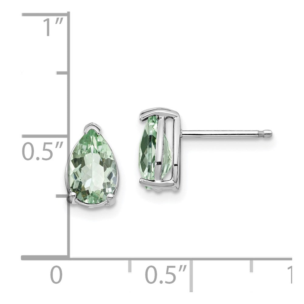 14K Weißgold Ohrringe mit birnenförmigem grünem Quarz (8x5 mm)