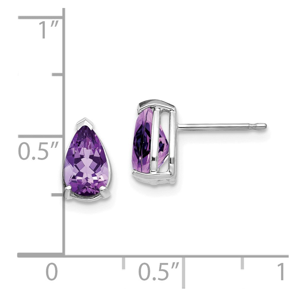 8x5 mm Birnenform-Amethyst-Ohrringe aus 14K Weißgold