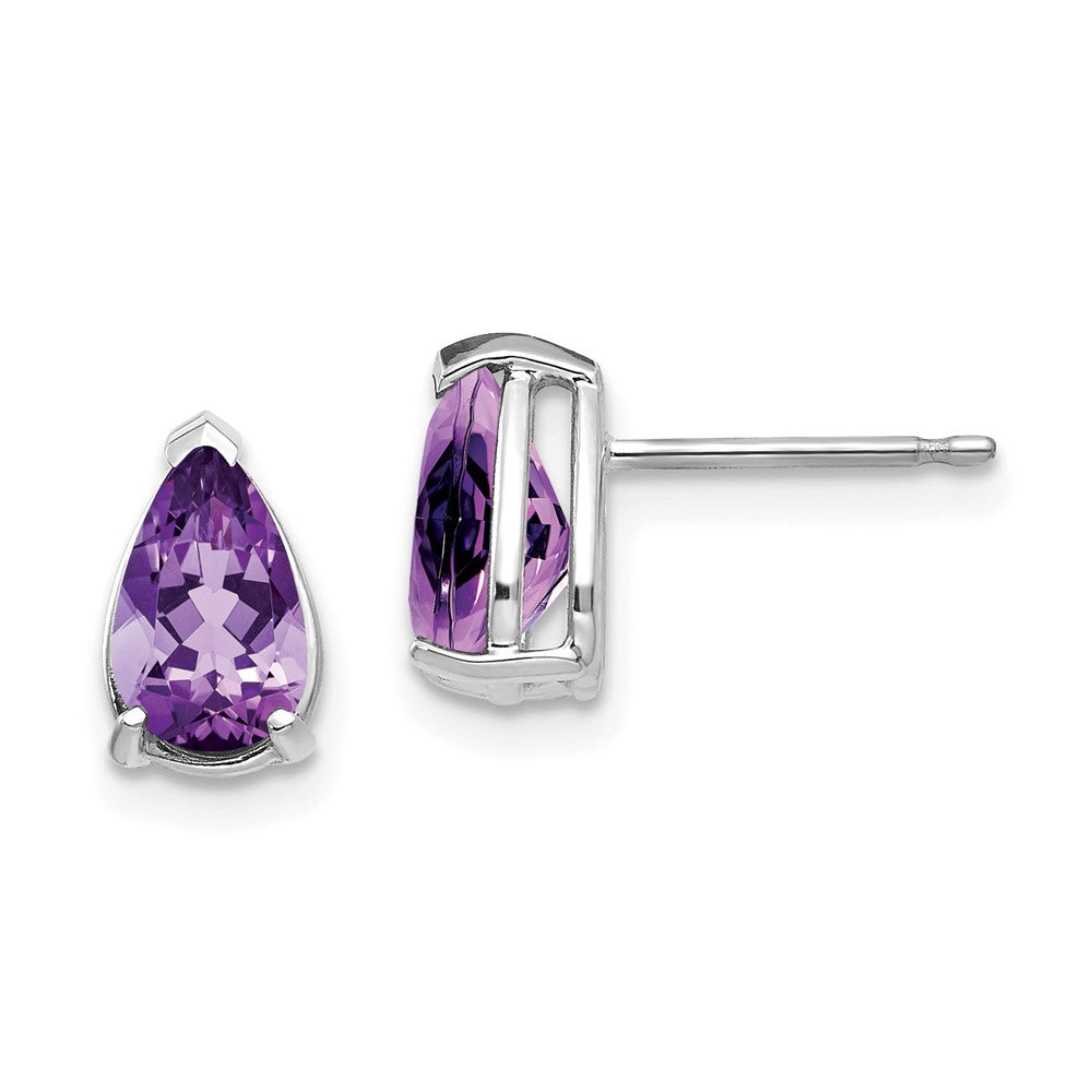 8x5 mm Birnenform-Amethyst-Ohrringe aus 14K Weißgold