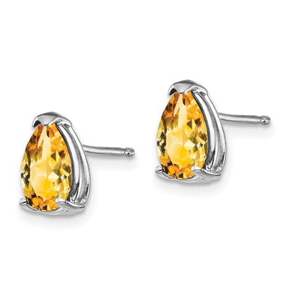 14K Weißgold Ohrringe mit birnenförmigem Citrin 8x5mm