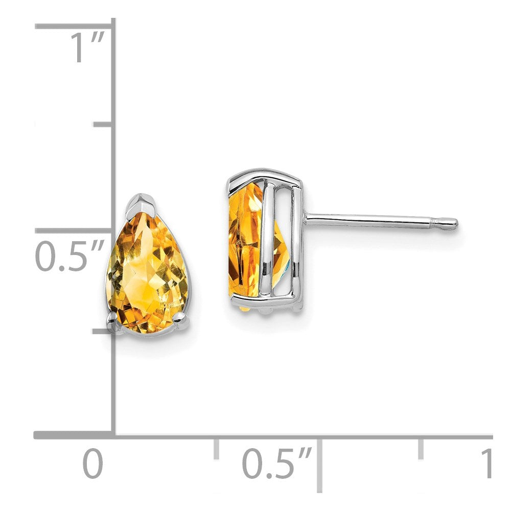 14K Weißgold Ohrringe mit birnenförmigem Citrin 8x5mm