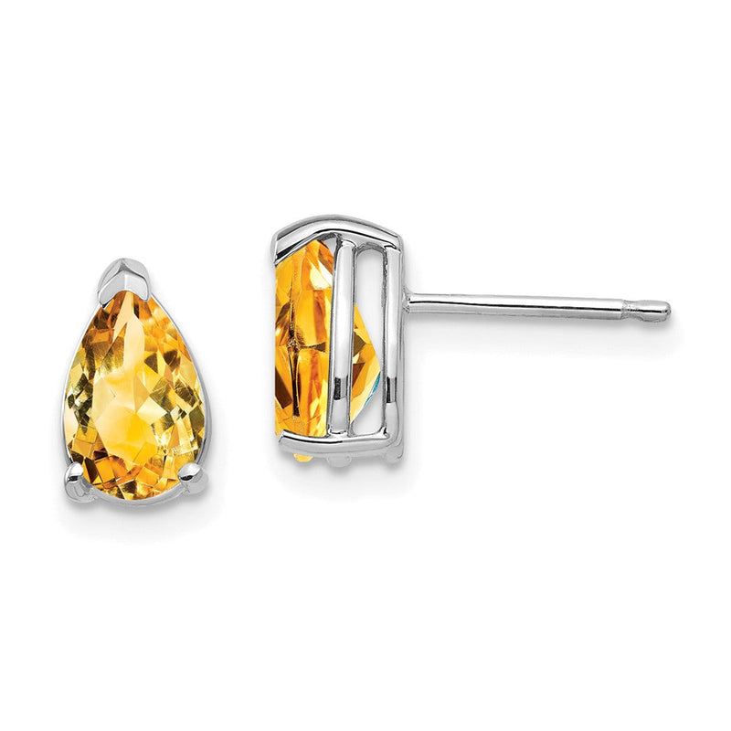14K Weißgold Ohrringe mit birnenförmigem Citrin 8x5mm