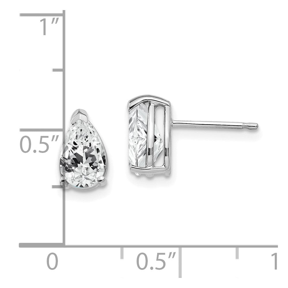 14K Weißgold Ohrringe mit birnenförmigem Zirkonia, 8x5 mm