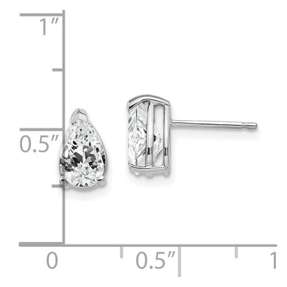 14K Weißgold Ohrringe mit birnenförmigem Zirkonia, 8x5 mm