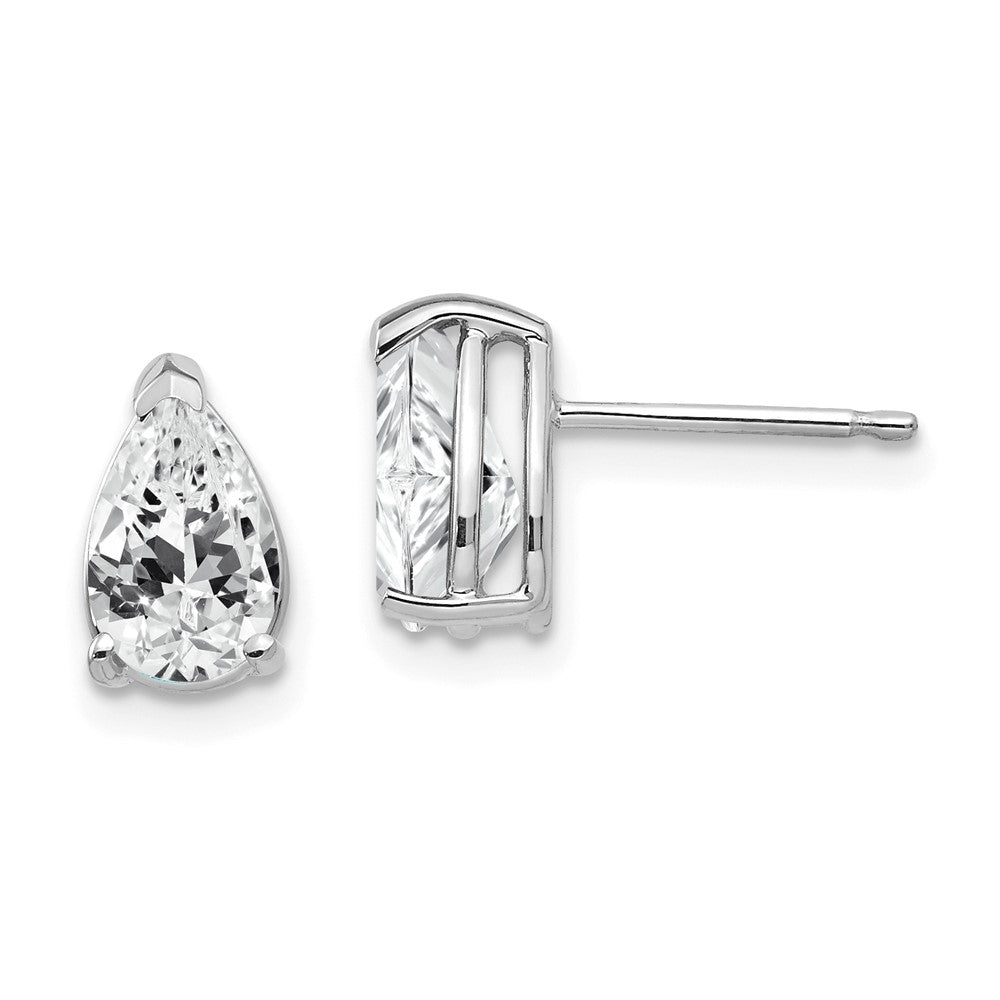 14K Weißgold Ohrringe mit birnenförmigem Zirkonia, 8x5 mm
