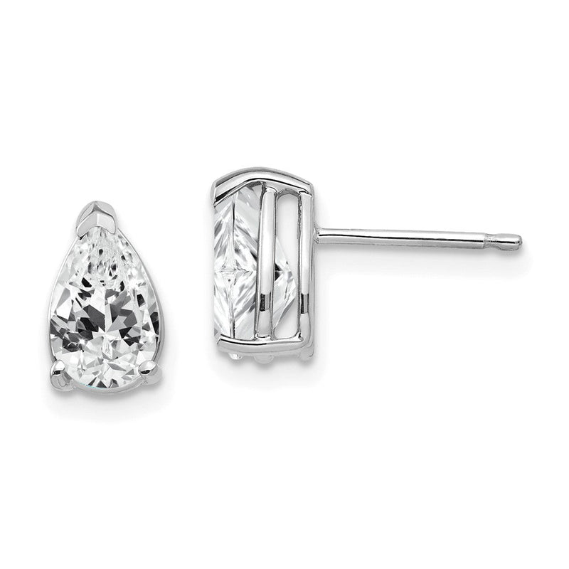 14K Weißgold Ohrringe mit birnenförmigem Zirkonia, 8x5 mm